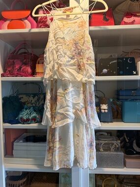 Anthropologie Not So Serious beaded silk mini dress